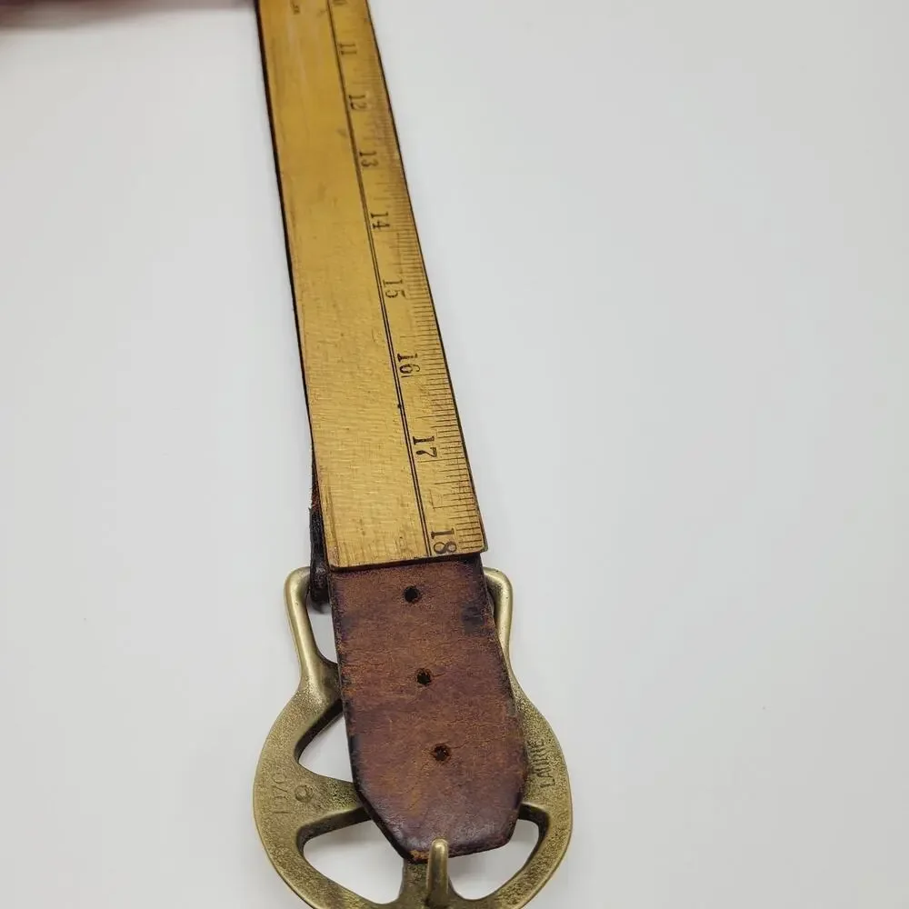 Rare VTG Belt & Buckle Duncan Laurie Solid Brass Leather Collectible Cross 1970